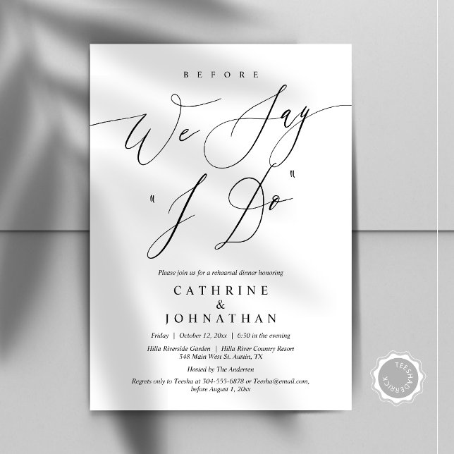 Invitación Antes de decir "Lo hago", Boda ensayar la cena (Before We Say "I Do", Wedding Rehearsal Dinner Invitation Card, Digital PDF JPG FIle Download )