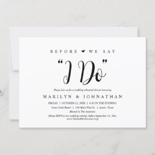 Invitación Antes de decir "Lo hago", Boda ensayó la cena
