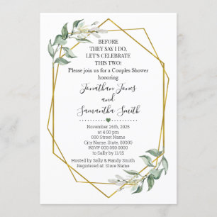 Invitación Antes de decir que las parejas duchan oro verde