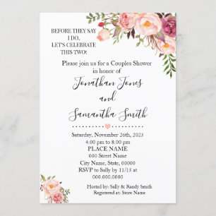 Invitación Antes de decir que las parejas se duchan boda rosa