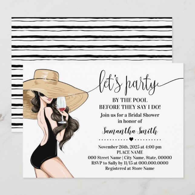 Invitación Antes de hacer fiesta al lado de la ducha nupcial (Anverso / Reverso)