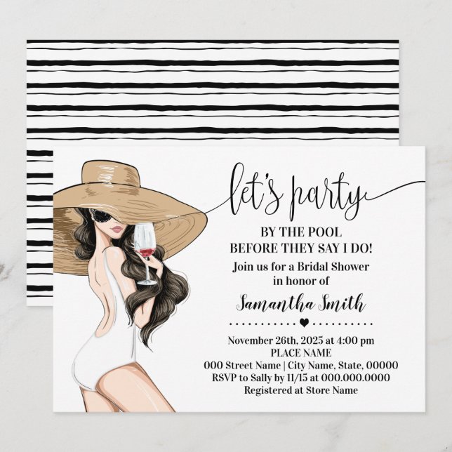Invitación Antes de hacer Fiesta junto a la ducha nupcial (Anverso / Reverso)