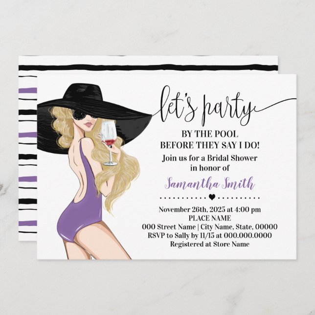 Invitación Antes de hacer Fiesta junto a la ducha nupcial (Anverso / Reverso)