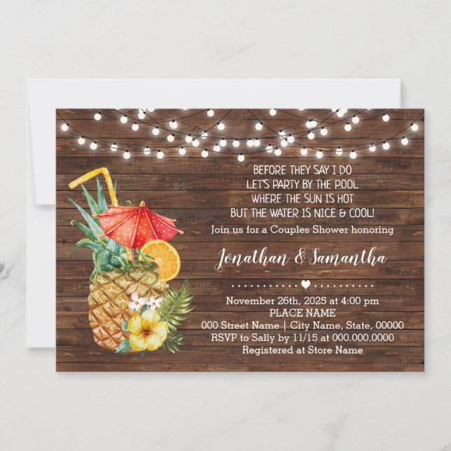 Invitación Antes de hacer fiesta junto al boda tropical de la (Anverso)