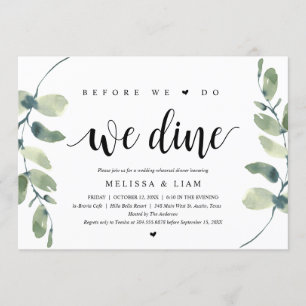 Invitación Antes de hacerlo, cenamos, cena de ensayo de boda