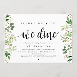 Invitación Antes de hacerlo, cenamos, Verdor, Cena de ensayo