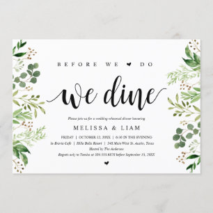 Invitación Antes de hacerlo, cenamos, Verdor, Cena de ensayo