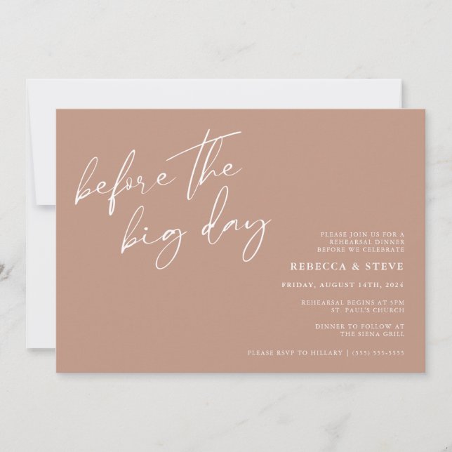 Invitación Antes de la cena de ensayo de los Bodas (Anverso)