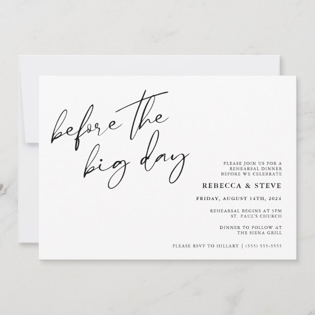 Invitación Antes de la cena de ensayo de los Bodas (Anverso)