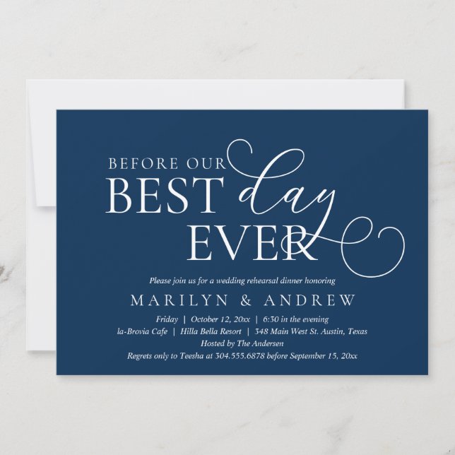 Invitación Antes De Nuestro Día, Boda Ensayó La Cena Invi (Anverso)