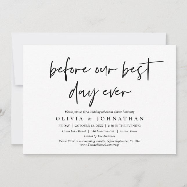 Invitación Antes de nuestro mejor día de la historia, Boda en (Anverso)