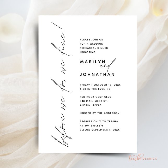 Invitación Antes De Que Comamos, Bodas Ensayamos La Cena (Before We Do Dine, We Dine, Wedding Rehearsal Dinner Invitation Card, Downloadable)