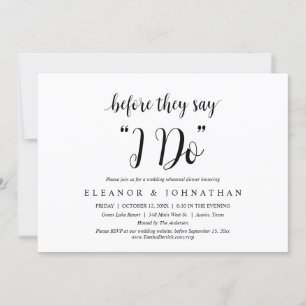 Invitación Antes de que digan "Lo hago", Boda ensayaba la cen