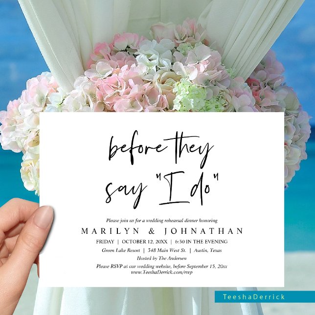 Invitación Antes de que digan "Lo hago", Boda ensayaba la cen (Before They Say I Do, Wedding Rehearsal Dinner Party and Dancing Invitation Card, in summer themed.)