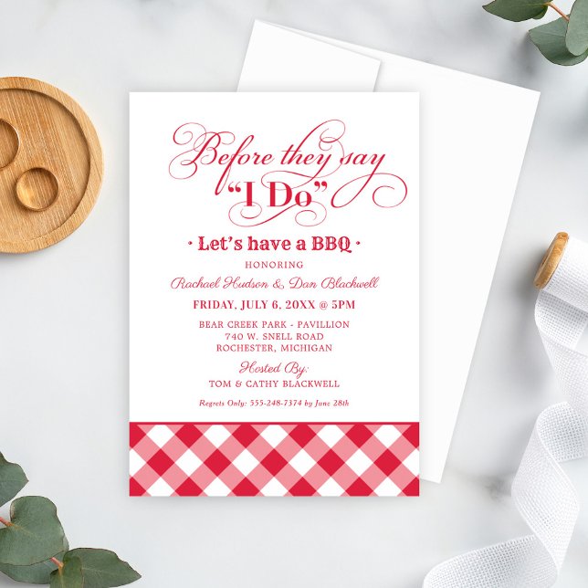 Invitación Antes de que digan 'Sí, acepto' BBQ Red Gingham (Subido por el creador)