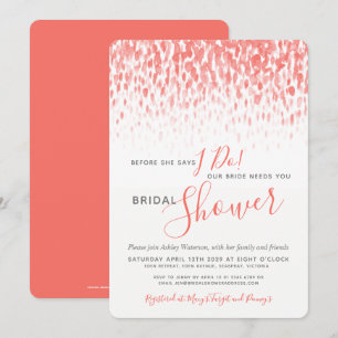 Invitación Antes de que duche novia coral arte acuarela