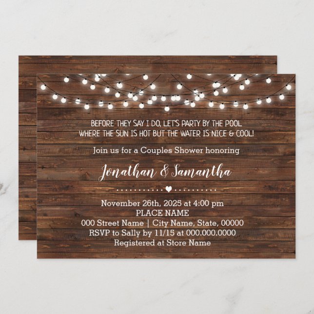 Invitación Antes de que haga Fiesta por el Boda de billar (Anverso / Reverso)