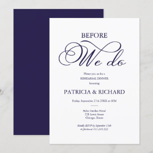 Invitación Antes de que hagamos cena de ensayo de script azul
