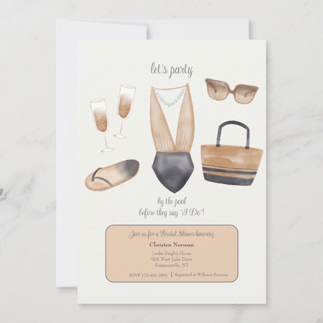 Invitación Antes de que hagan la fiesta de piscina de boda (Anverso)
