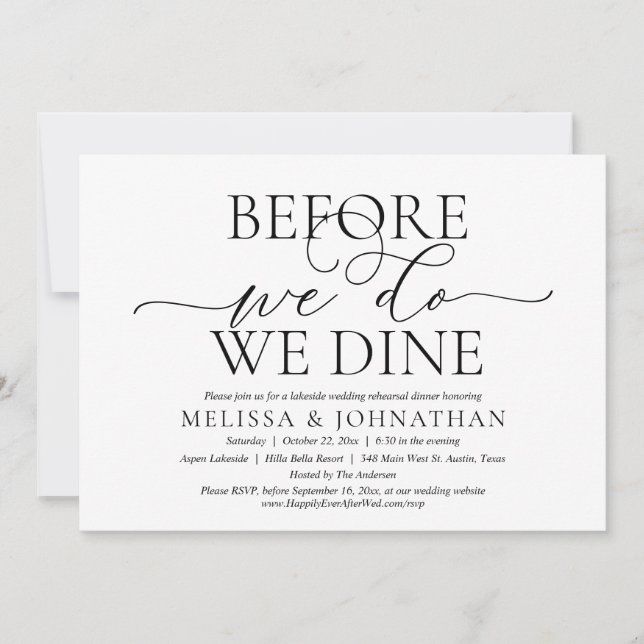 Invitación Antes De Que Lo Hagamos, Cena De Ensayos Bodas (Anverso)