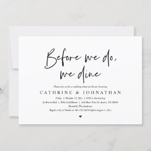 Invitación Antes de que lo hagamos, cenamos, Boda Cena de ens