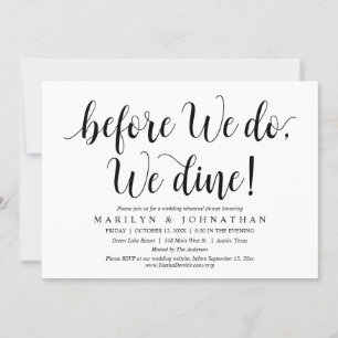 Invitación Antes de que lo hagamos, cenamos, Boda de ensayo