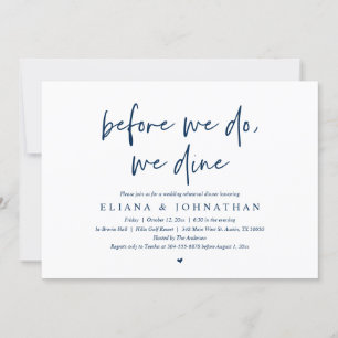Invitación Antes de que lo hagamos, cenamos, Boda ensayando l