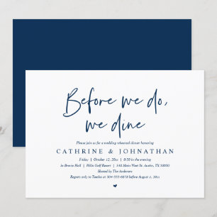 Invitación Antes de que lo hagamos, cenamos, Boda ensayando l