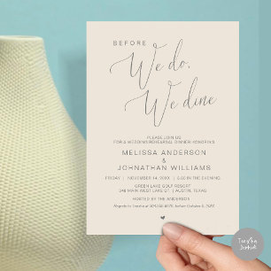 Invitación Antes de que lo hagamos, cenamos, Boda Ensayo Cena