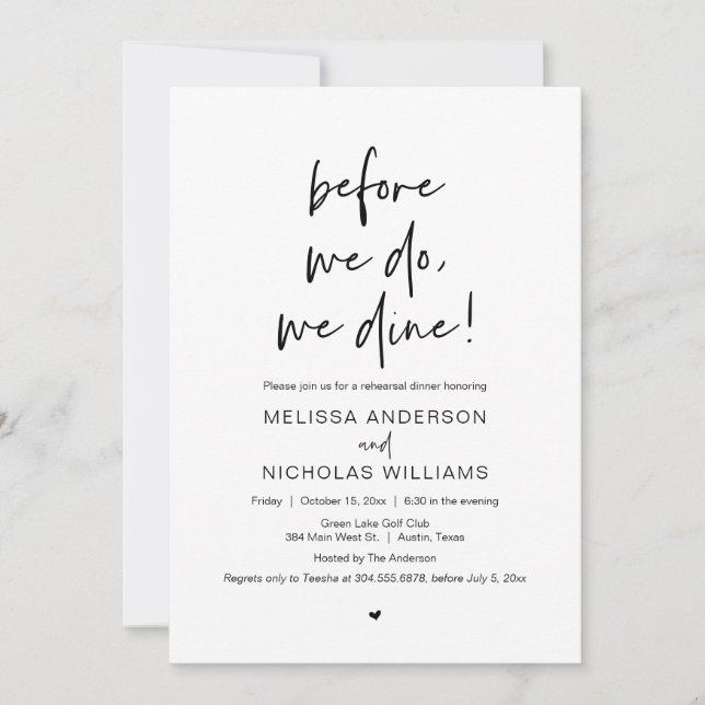 Invitación Antes De Que Lo Hagamos, Comemos Una Cena De Ensay (Anverso)