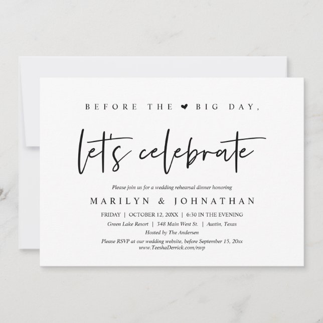 Invitación Antes Del Gran Día, Cena De Ensayos Bodas (Anverso)