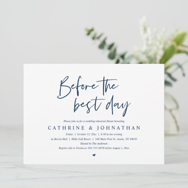 Invitación Antes Del Mejor Día, Boda Ensayaba La Cena Invi (Anverso de pie)