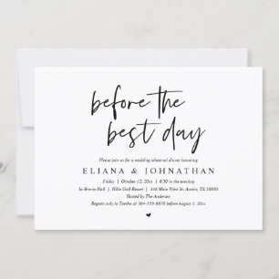 Invitación Antes del mejor día, Boda Ensayo Cena