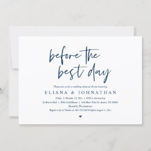 Invitación Antes del mejor día, Boda Ensayo Cena Invi