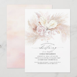 Invitación Anthurium and Pampas Grass Floral Christening