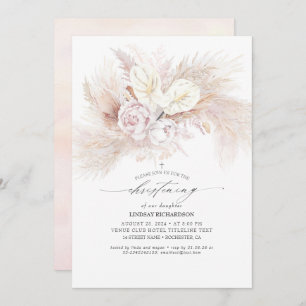 Invitación Anthurium and Pampas Grass Floral Christening