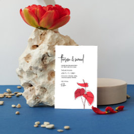 Invitación Anthurium ・ Plano de línea floral ・ Casual Moderno