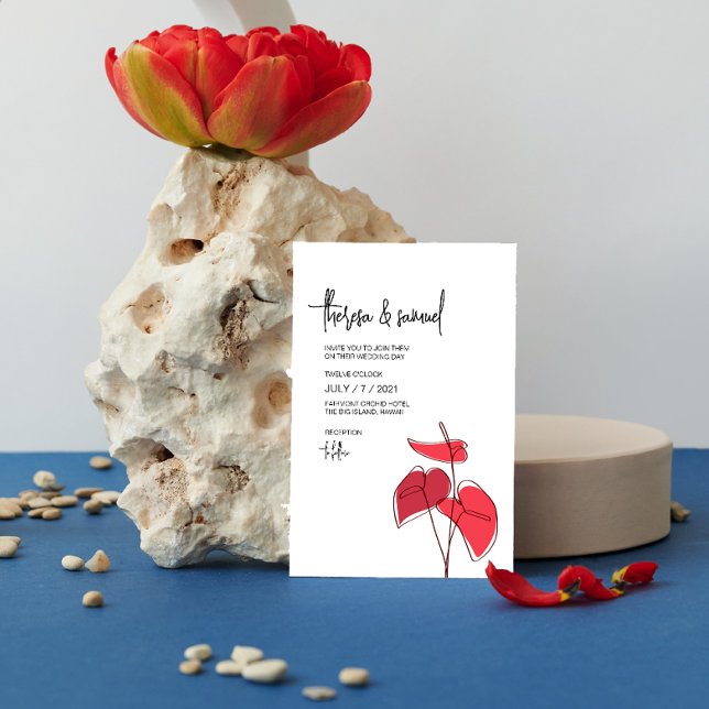 Invitación Anthurium ・ Plano de línea floral ・ Casual Moderno (Subido por el creador)
