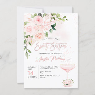 Invitación Anthuriums rosados H2 Sweet 16 Rosas Peonias