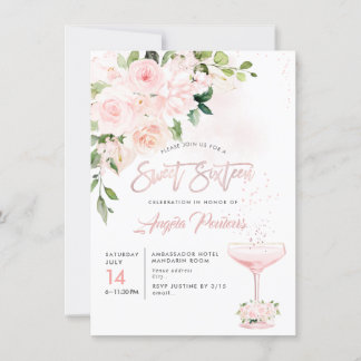 Invitación Anthuriums rosados H2 Sweet 16 Rosas Peonias