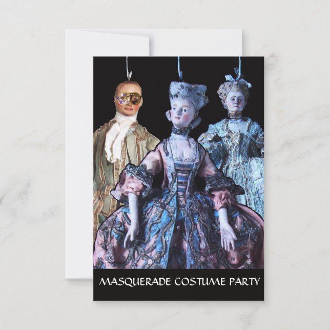 INVITACIÓN ANTIGUA BOMBAS MASQUERADE COSTUME FIESTA RSVP (Anverso)