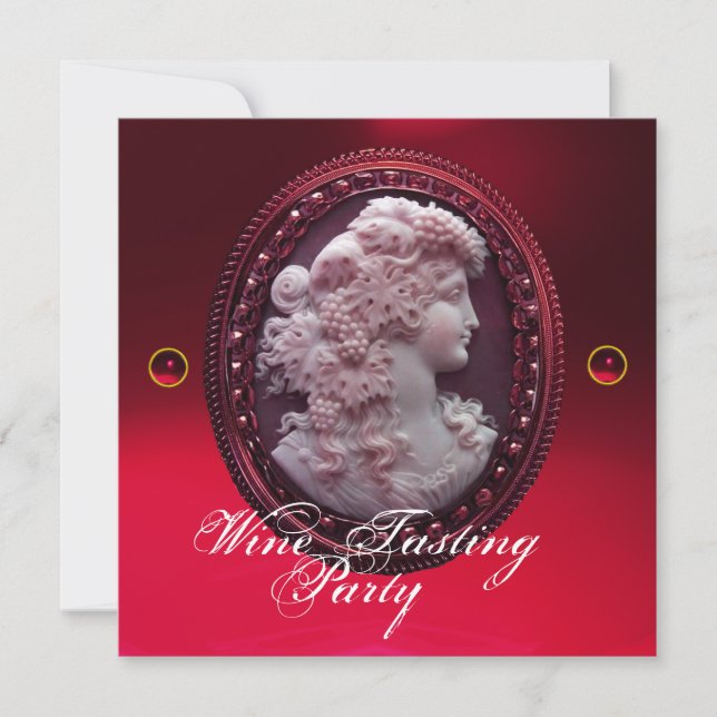 INVITACIÓN ANTIGUA CAMEO, DAMA Y FIESTA DE DEGUSTO DE VINOS D (Anverso)