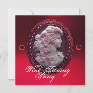 INVITACIÓN ANTIGUA CAMEO, DAMA Y FIESTA DE DEGUSTO DE VINOS D