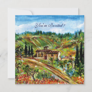 INVITACIÓN ANTIGUA CASA DE CAMPO EN VERDE TOSCANA PAISAJE RÚS