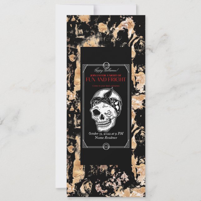 Invitación antigua de Halloween - Fiesta de disfra (Anverso)