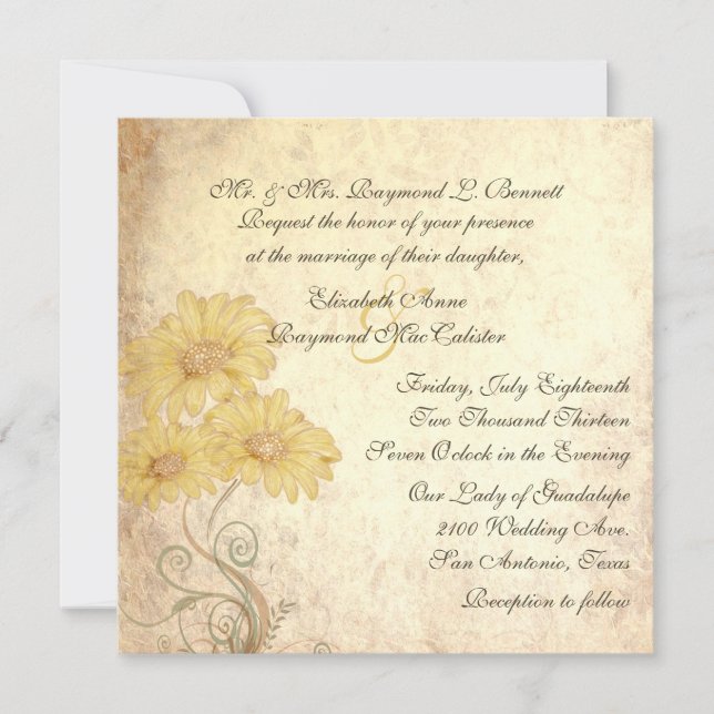 Invitación antigua de la boda de la reproducción (Anverso)