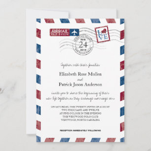 Invitación antigua de la boda del correo aéreo