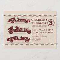 Invitación antigua de los coches de competición
