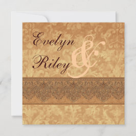 Invitación antigua E401 de la boda del damasco del