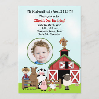 Invitación Antigua foto de cumpleaños de la granja MacDonald 